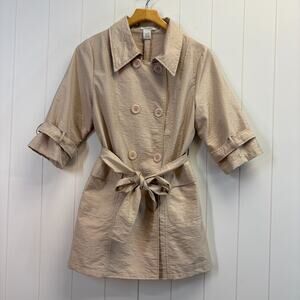 Poppy Garden Womens Minimalist Classic Neutral Peacoat Size L Lightweight Preppy